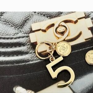 Chanel Gold No 5 Charm Accessory Holiday Christmas Brand